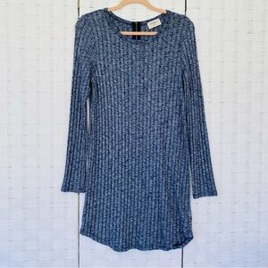 Everly Sweater Dress Back Zip Long Sleeve Medium Blue Ribbed Knit Teacher Office